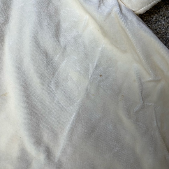 Vintage Isabella Baby Toddler Dress 2T Ivory Velvet With Lace Ruffle Bottom - Picture 4 of 7